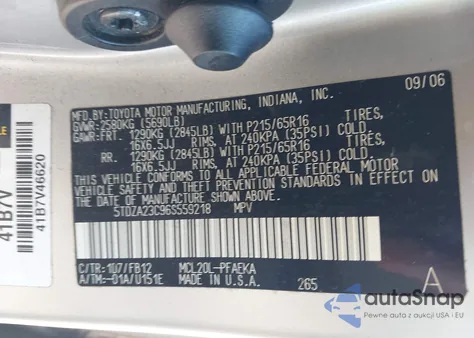 2006 Toyota Sienna Ce из США, поврежденный, VIN 5TDZA23C96S559218